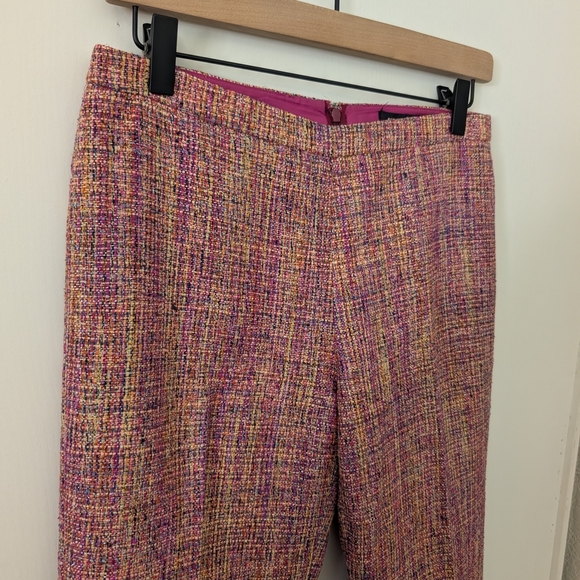 Vintage BCBGMaxAzria Womens 4 Multicolored Silk Metallic Tweed Ankle Pants Y2K - Picture 4 of 7